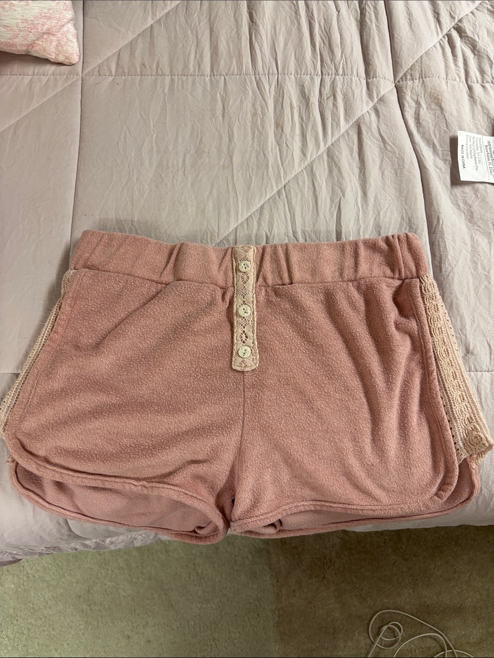 Women’s Pink Lace-Trim Lounge Shorts